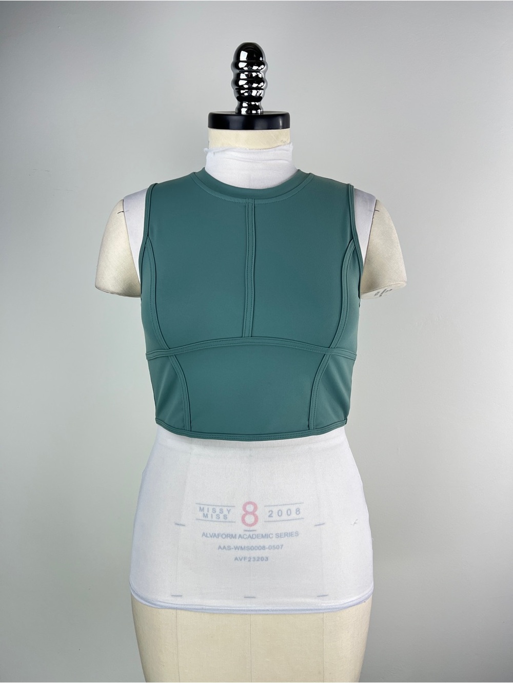 💚 3769. Sleeveless Sculpted Crop Tank Top - Teal Green